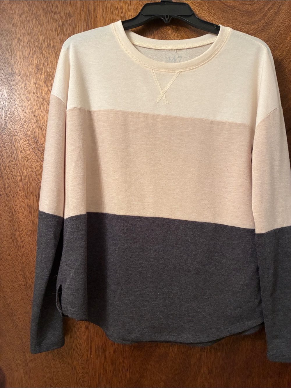 Neutral Colorblock Crewneck Sweatshirt in Cream, Beige & Charcoal